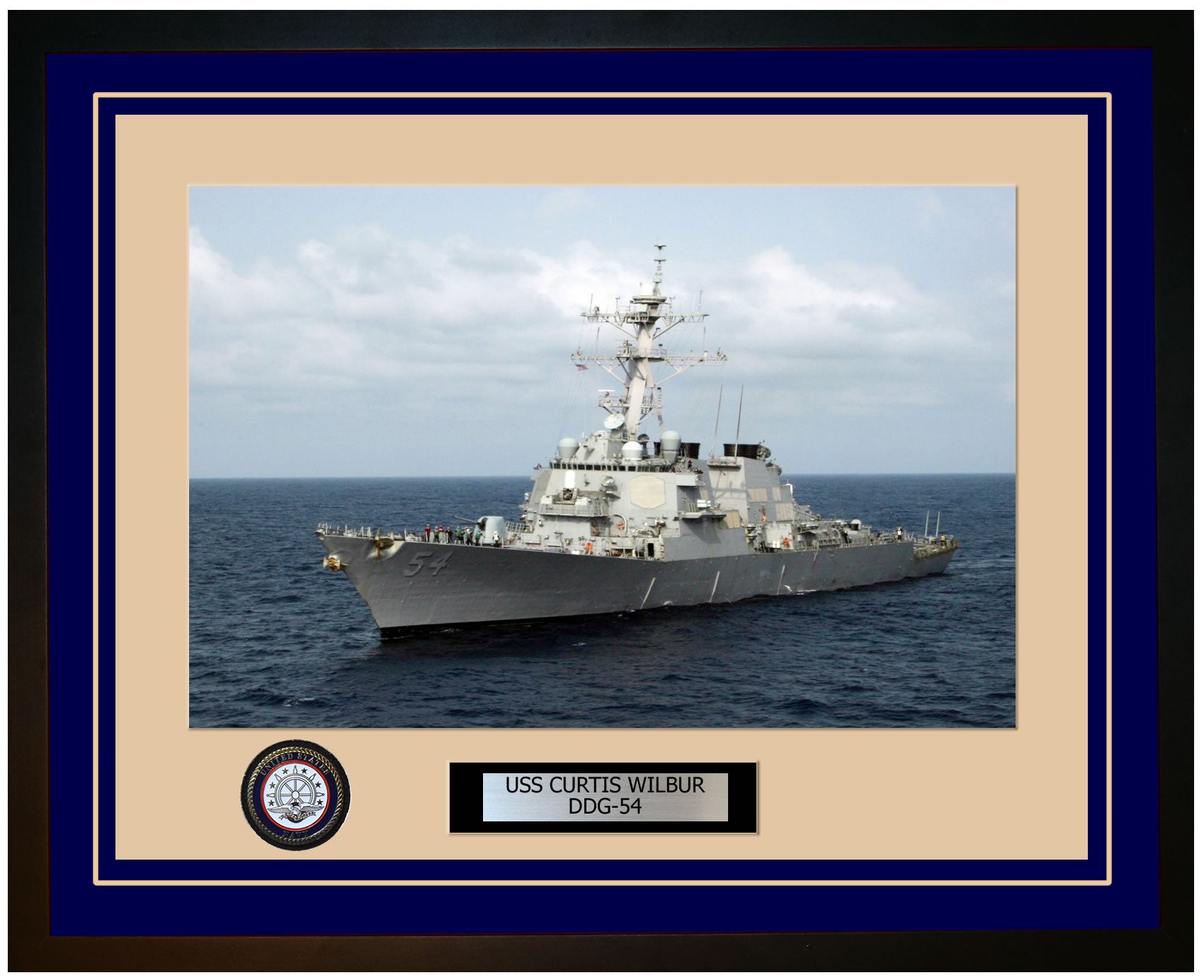 USS CURTIS WILBUR DDG-54 Framed Navy Ship Photo Blue