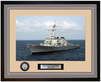 USS CURTIS WILBUR DDG-54 Framed Navy Ship Photo Grey