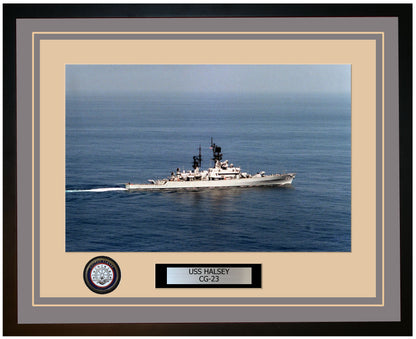 USS HALSEY CG-23 Framed Navy Ship Photo Grey