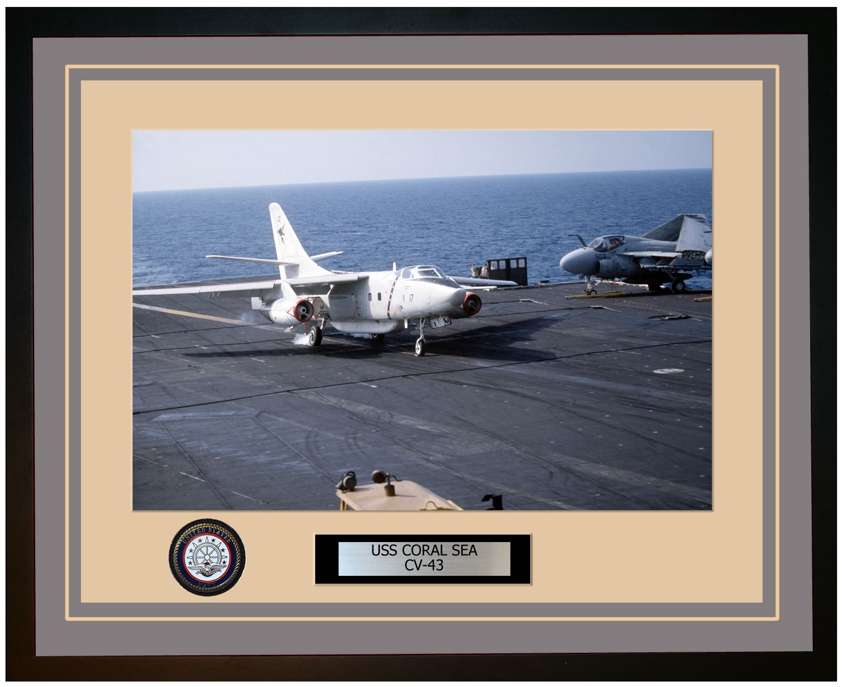 USS CORAL SEA CV-43 Framed Navy Ship Photo Grey