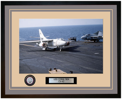 USS CORAL SEA CV-43 Framed Navy Ship Photo Grey