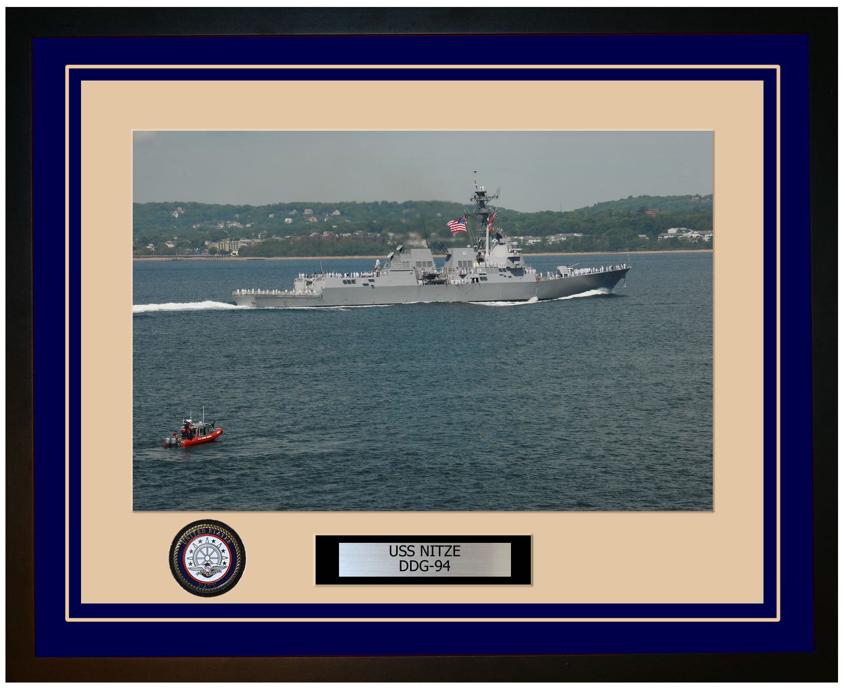 USS NITZE DDG-94 Framed Navy Ship Photo Blue