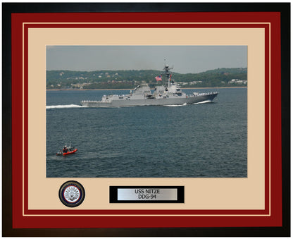 USS NITZE DDG-94 Framed Navy Ship Photo Burgundy