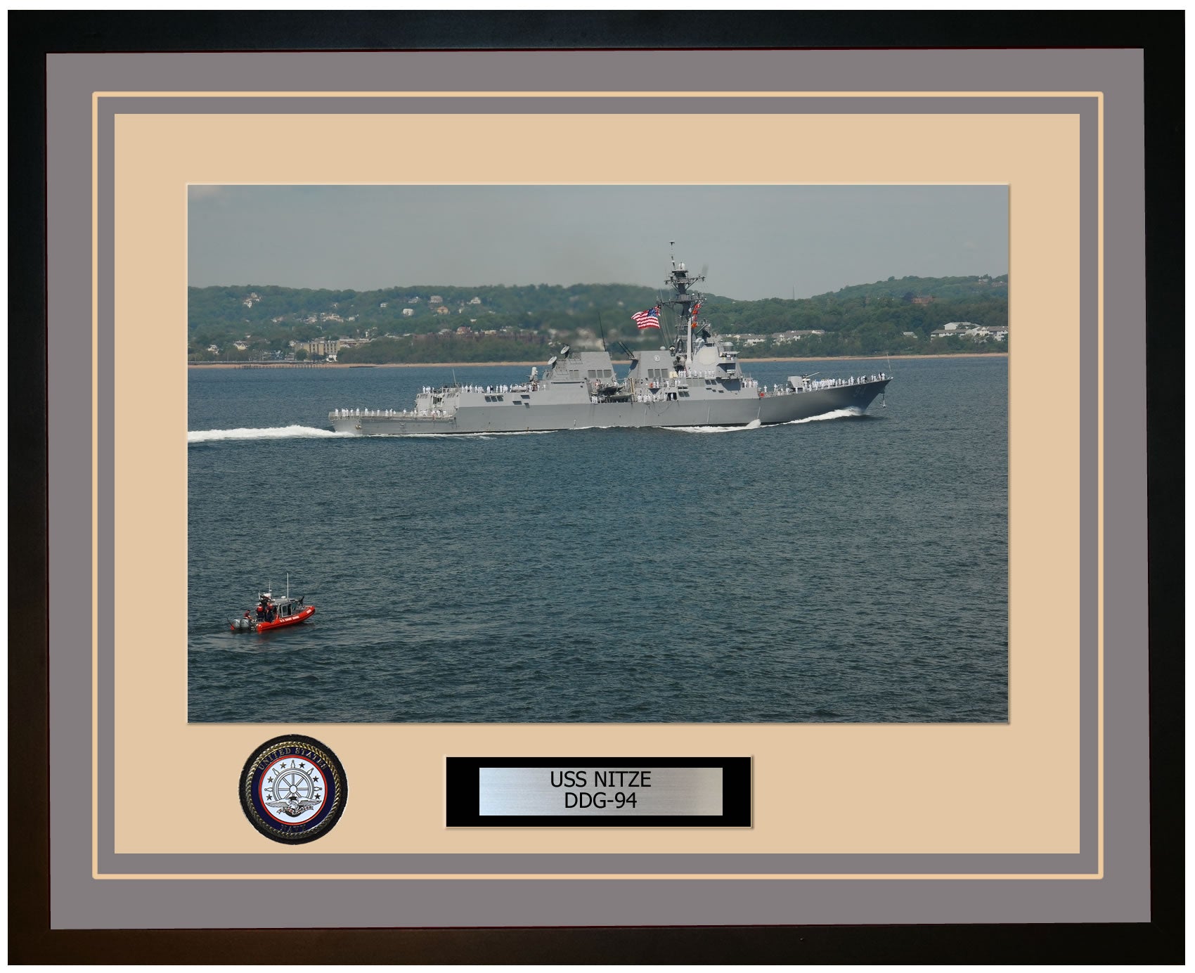 USS NITZE DDG-94 Framed Navy Ship Photo Grey