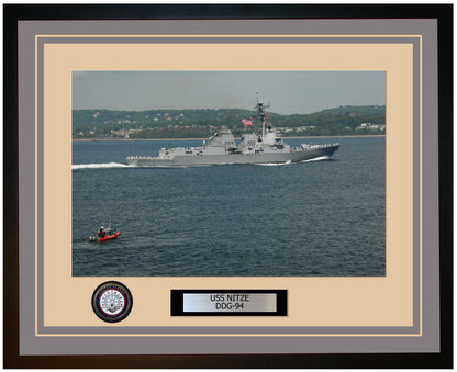 USS NITZE DDG-94 Framed Navy Ship Photo Grey