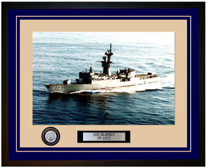 USS BLAKELY FF-1072 Framed Navy Ship Photo Blue