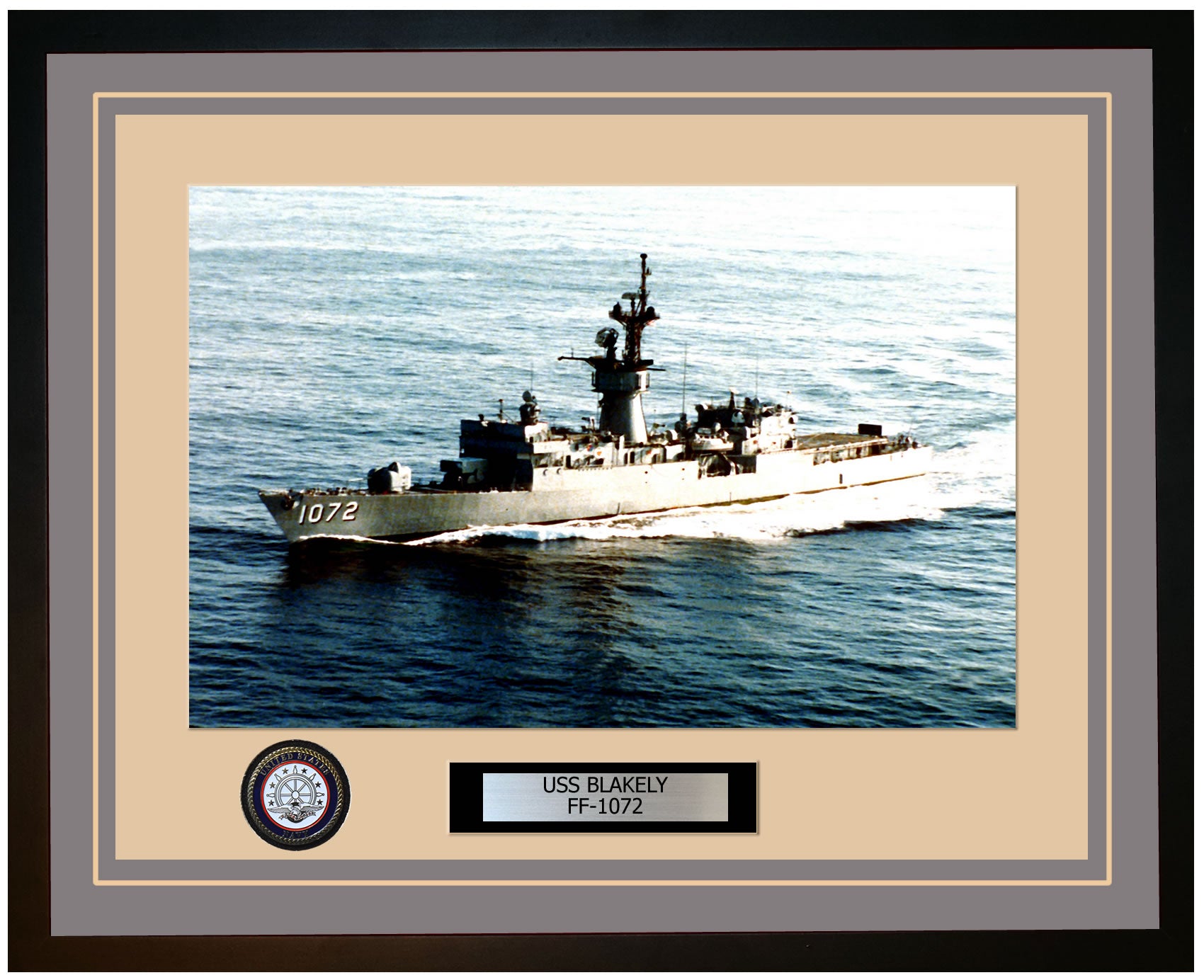USS BLAKELY FF-1072 Framed Navy Ship Photo Grey