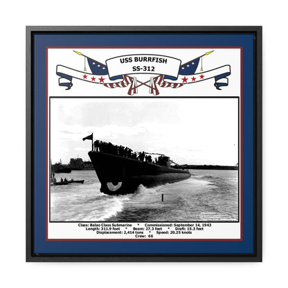 USS Burrfish SS-312 Navy Floating Frame Photo Front View