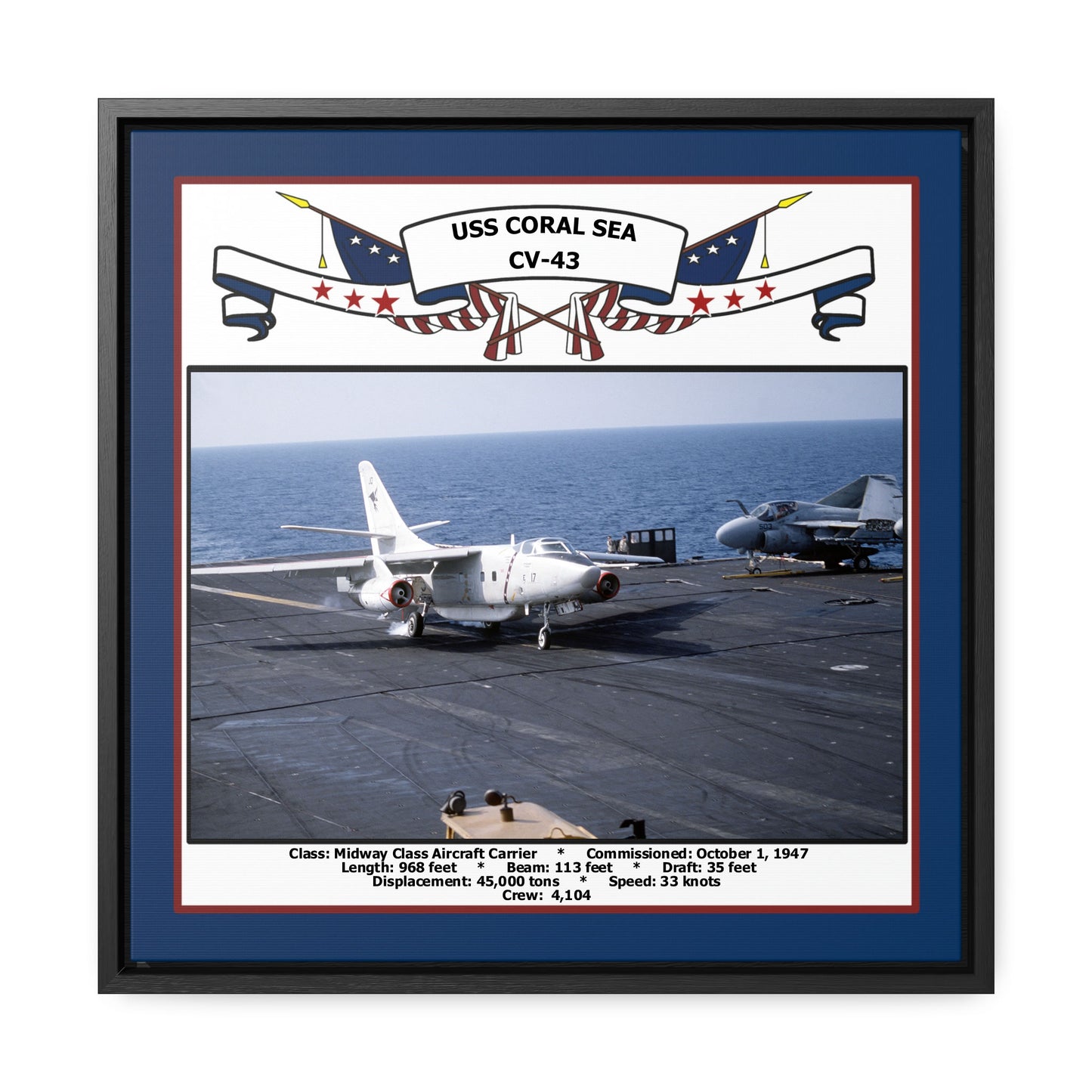 USS Coral Sea CV-43 Navy Floating Frame Photo Front View