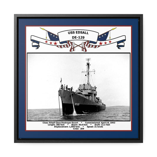USS Edsall DE-129 Navy Floating Frame Photo Front View