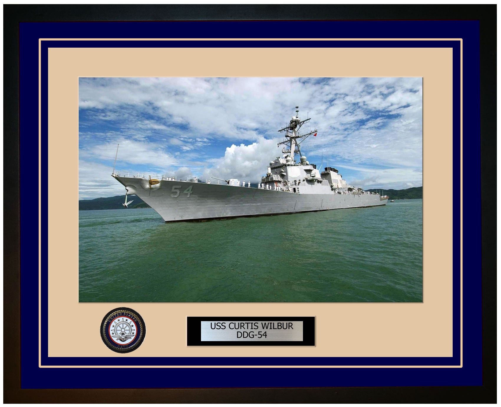 USS CURTIS WILBUR DDG-54 Framed Navy Ship Photo Blue
