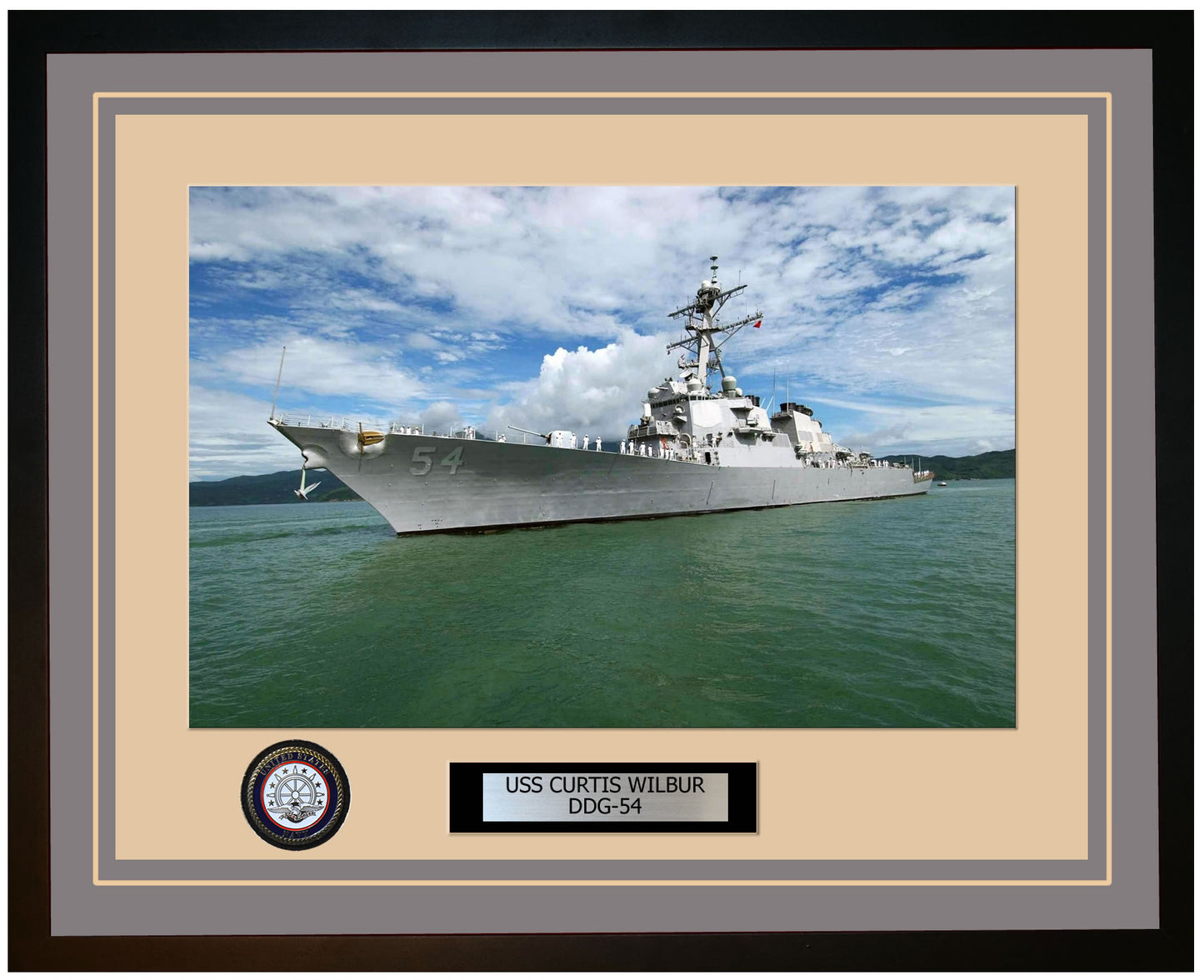 USS CURTIS WILBUR DDG-54 Framed Navy Ship Photo Grey