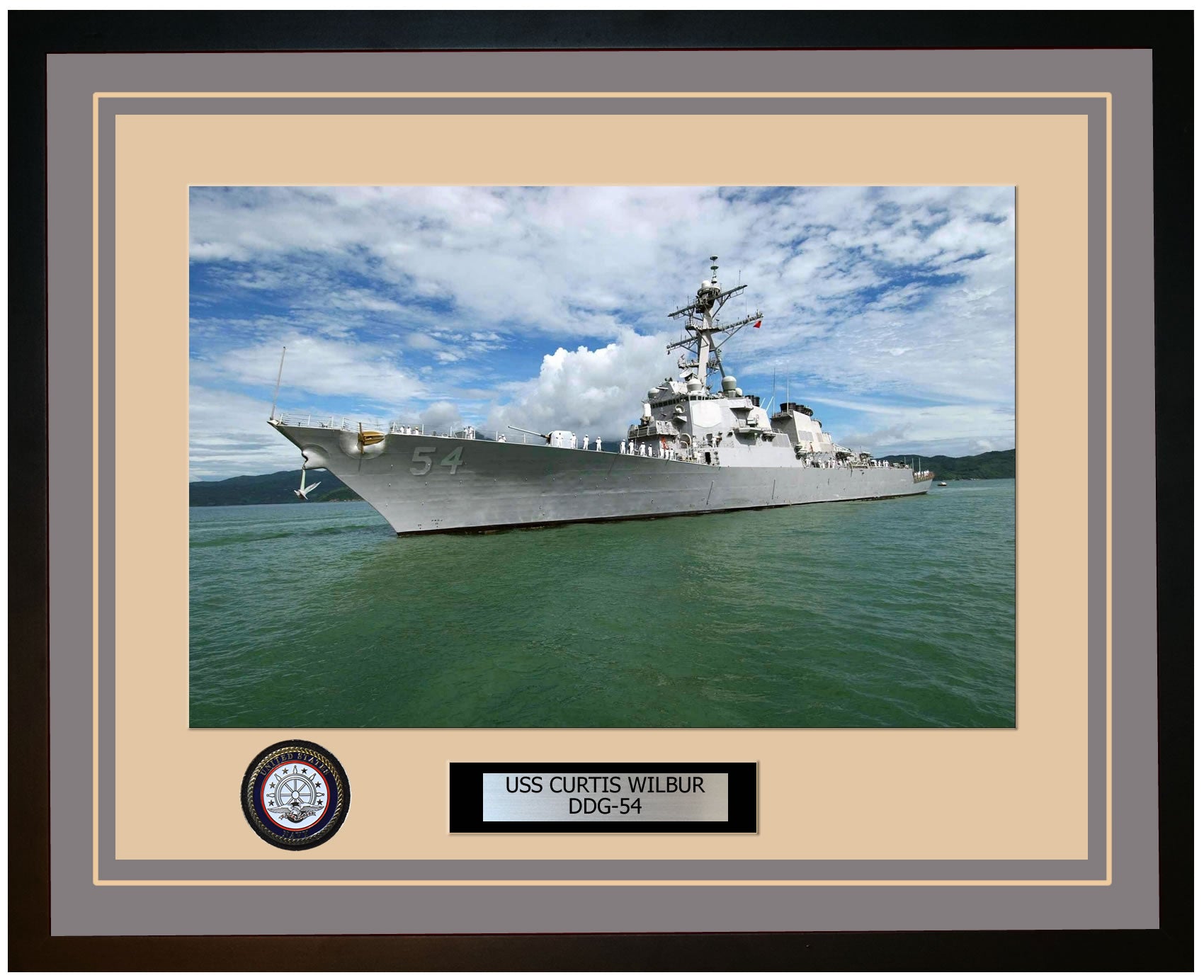 USS CURTIS WILBUR DDG-54 Framed Navy Ship Photo Grey