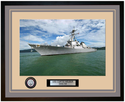 USS CURTIS WILBUR DDG-54 Framed Navy Ship Photo Grey