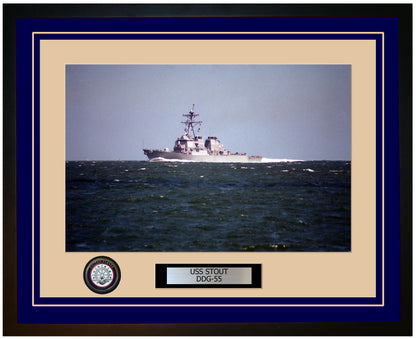 USS STOUT DDG-55 Framed Navy Ship Photo Blue