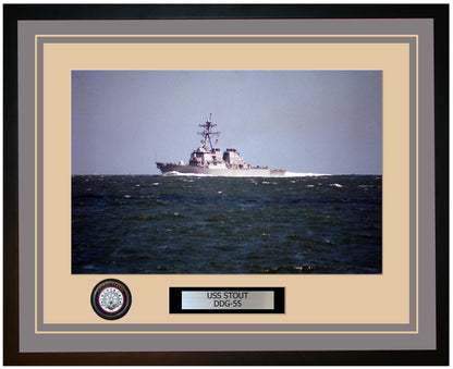 USS STOUT DDG-55 Framed Navy Ship Photo Grey