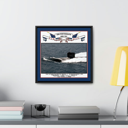 USS Portsmouth SSN-707 Navy Floating Frame Photo Desk View