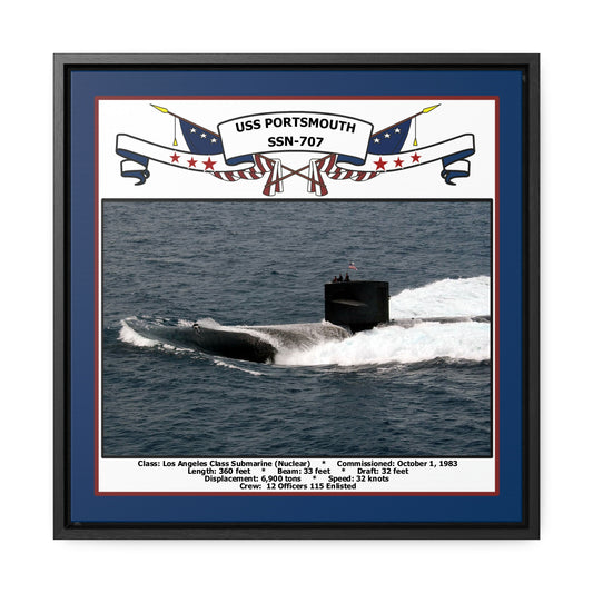 USS Portsmouth SSN-707 Navy Floating Frame Photo Front View