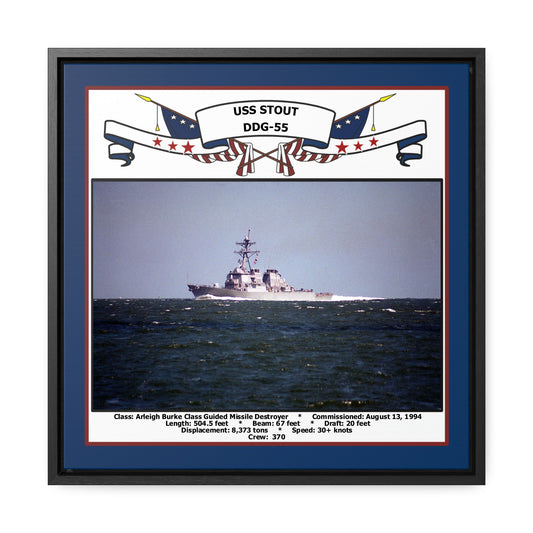 USS Stout DDG-55 Navy Floating Frame Photo Front View