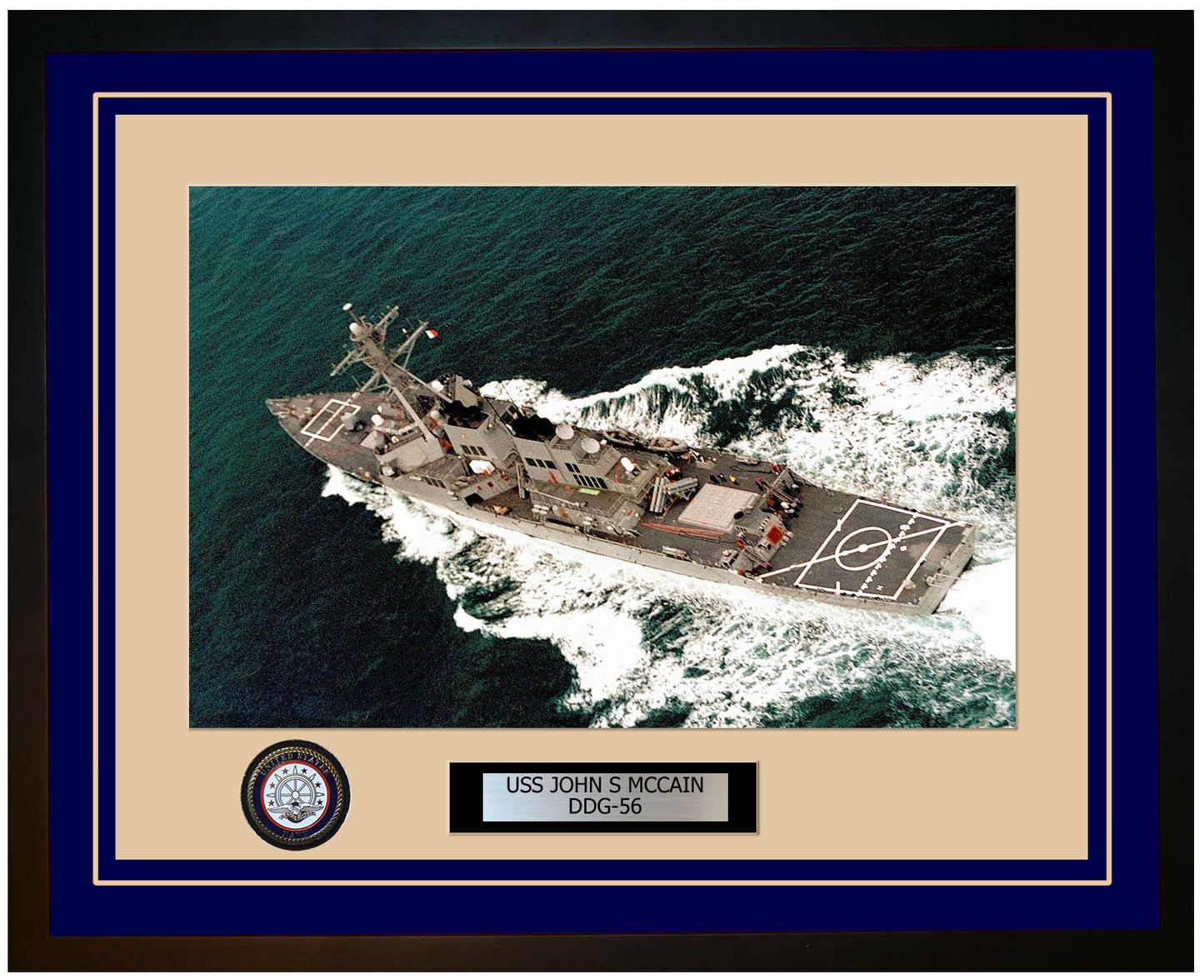 USS JOHN S MCCAIN DDG-56 Framed Navy Ship Photo Blue