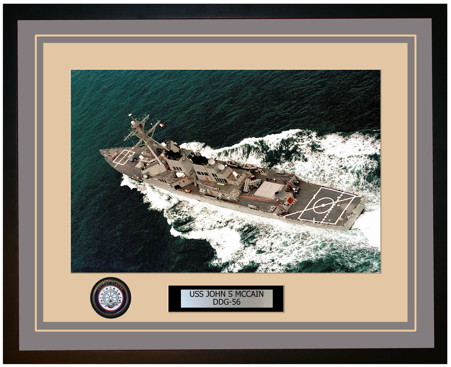 USS JOHN S MCCAIN DDG-56 Framed Navy Ship Photo Grey