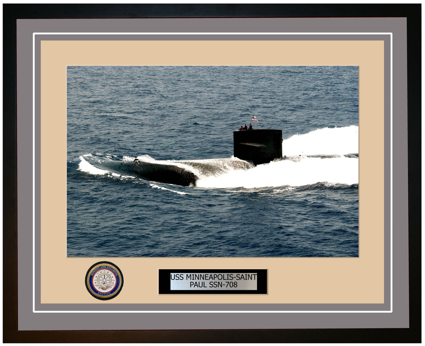 USS Minneapolis-Saint Paul SSN-708 Framed Navy Ship Photo Grey