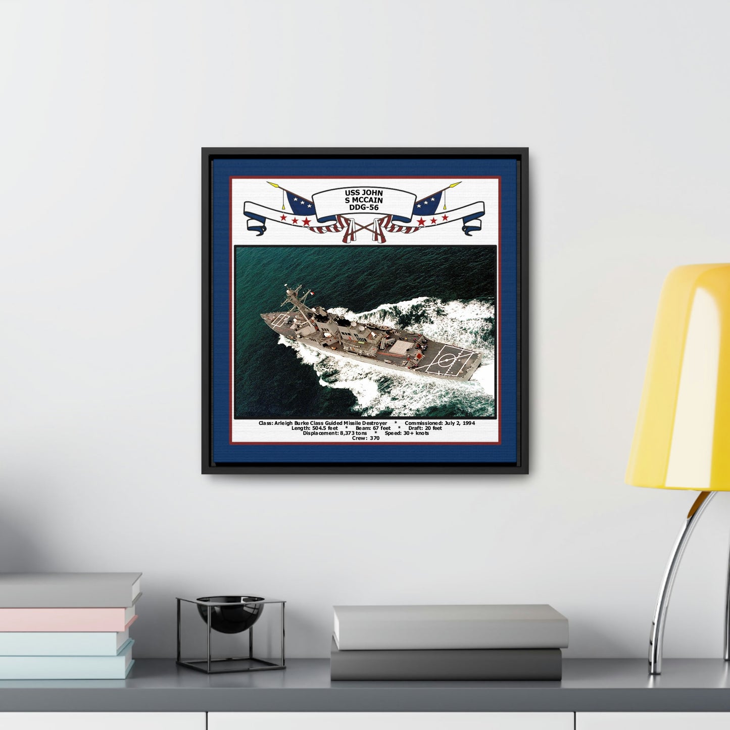 USS John S Mccain DDG-56 Navy Floating Frame Photo Desk View