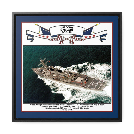 USS John S Mccain DDG-56 Navy Floating Frame Photo Front View