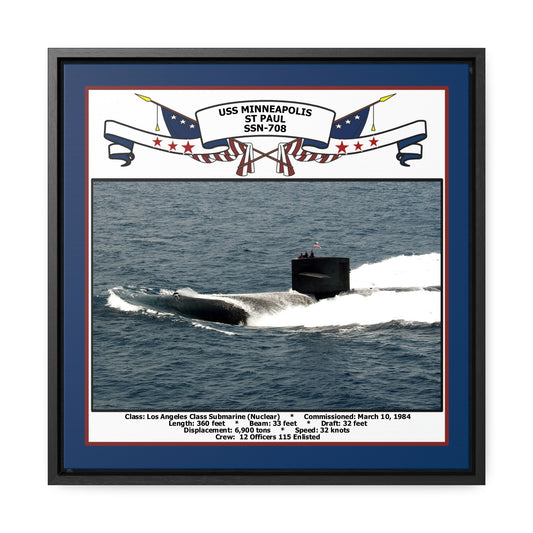 USS Minneapolis-Saint Paul SSN-708 Navy Floating Frame Photo Front View