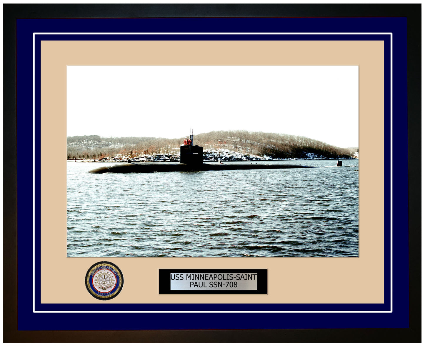 USS Minneapolis-Saint Paul SSN-708 Framed Navy Ship Photo Blue