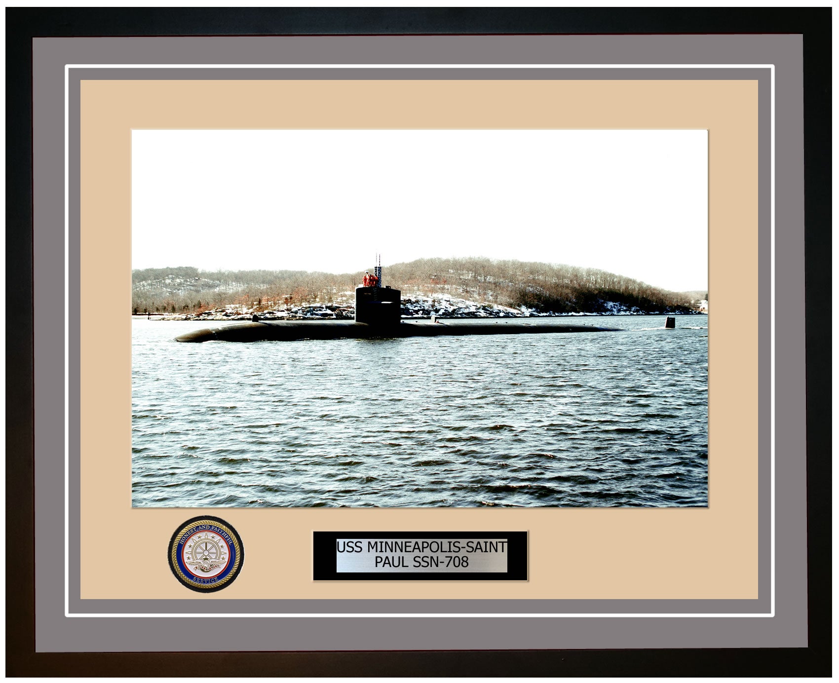 USS Minneapolis-Saint Paul SSN-708 Framed Navy Ship Photo Grey