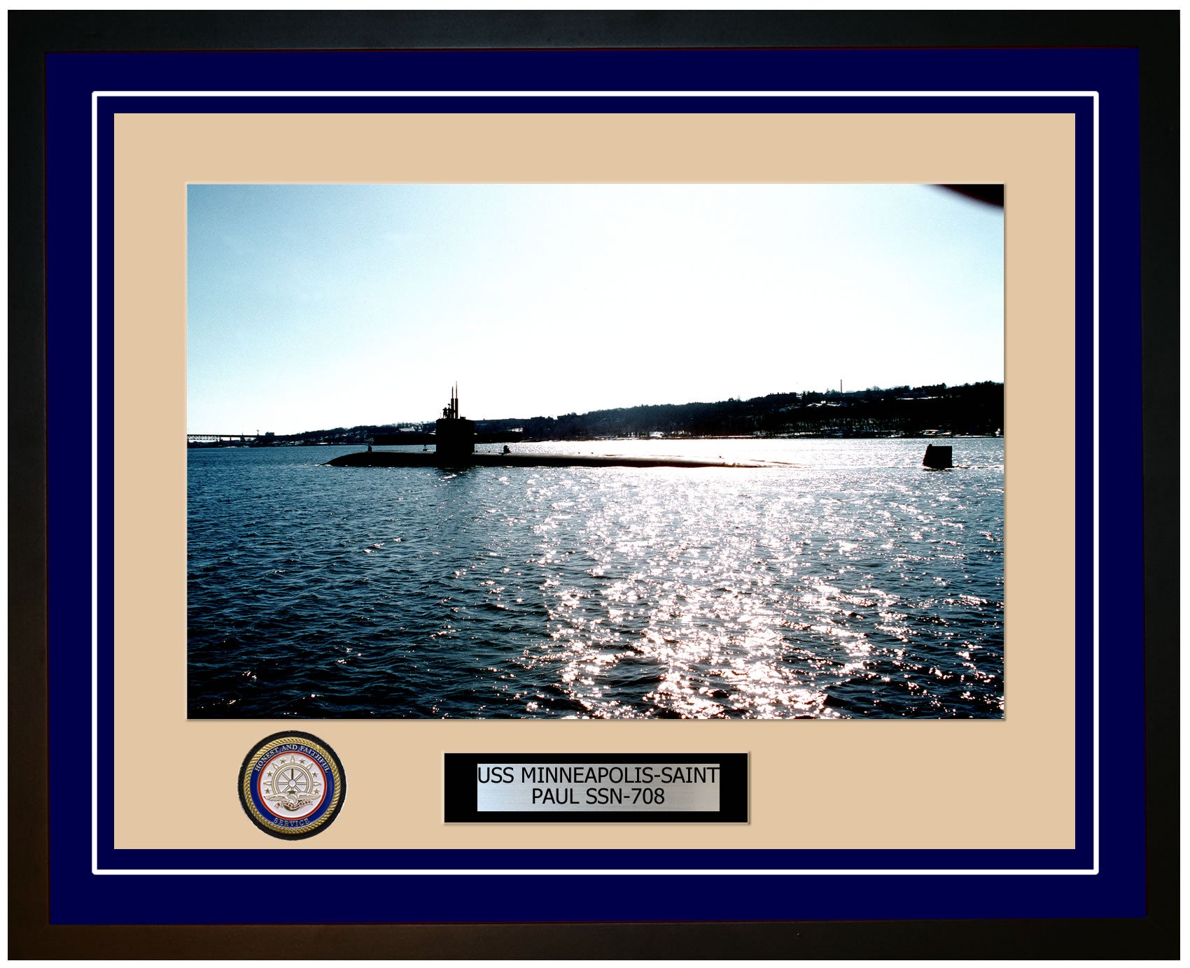 USS Minneapolis-Saint Paul SSN-708 Framed Navy Ship Photo Blue