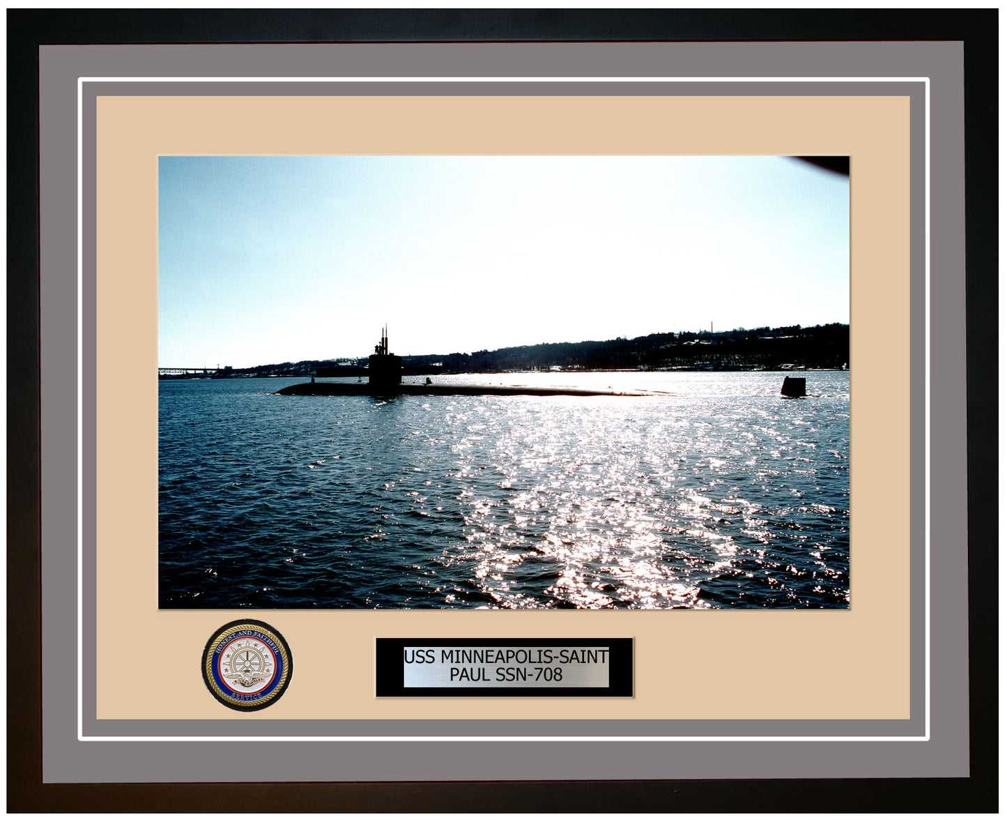 USS Minneapolis-Saint Paul SSN-708 Framed Navy Ship Photo Grey