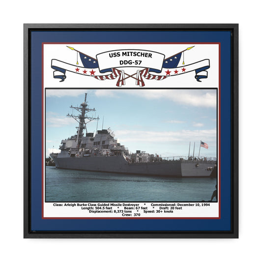 USS Mitscher DDG-57 Navy Floating Frame Photo Front View