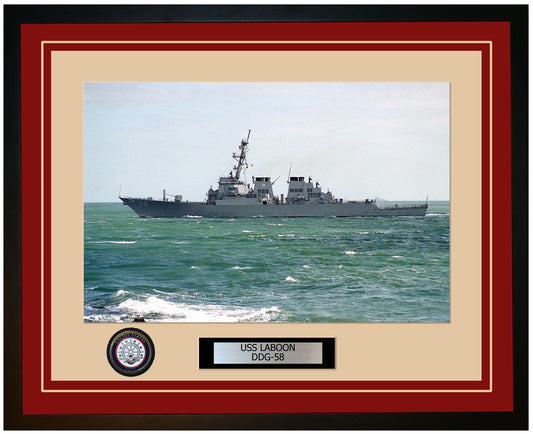USS LABOON DDG-58 Framed Navy Ship Photo Burgundy