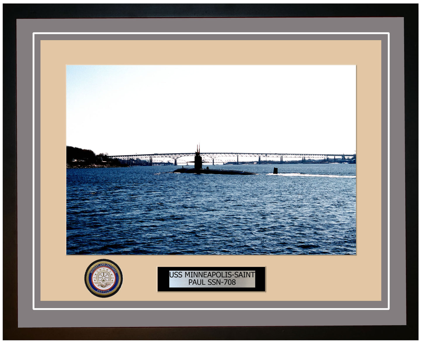 USS Minneapolis-Saint Paul SSN-708 Framed Navy Ship Photo Grey