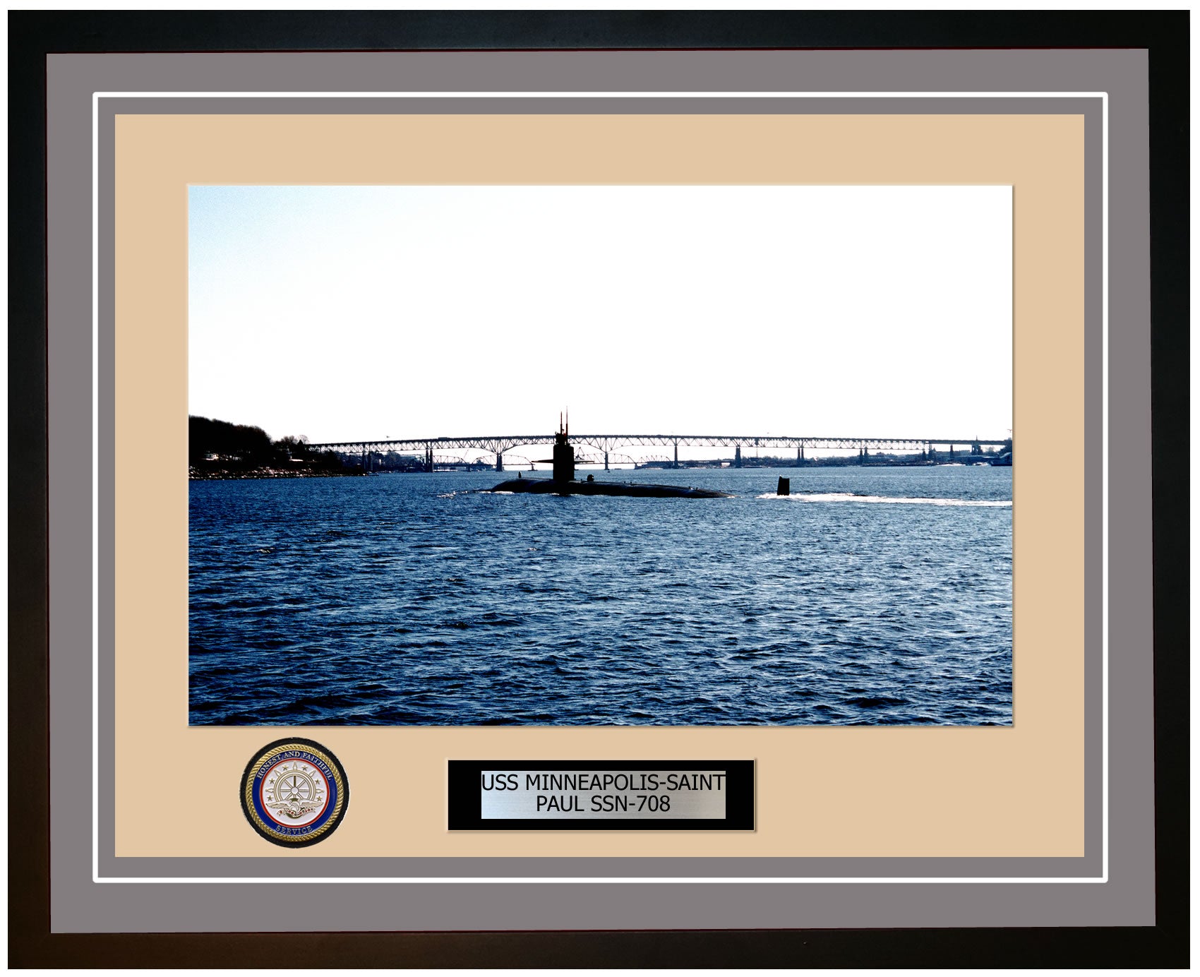 USS Minneapolis-Saint Paul SSN-708 Framed Navy Ship Photo Grey