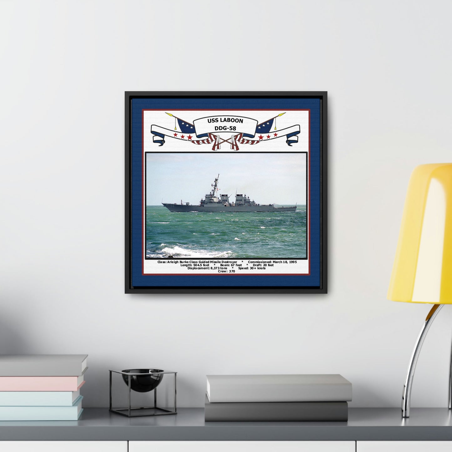 USS Laboon DDG-58 Navy Floating Frame Photo Desk View