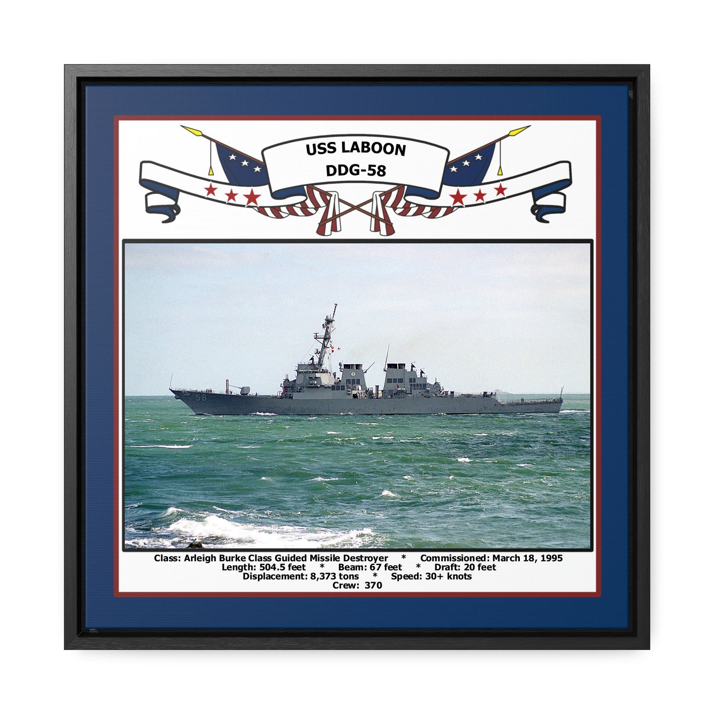 USS Laboon DDG-58 Navy Floating Frame Photo Front View
