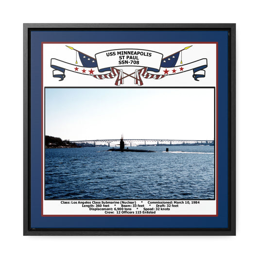 USS Minneapolis-Saint Paul SSN-708 Navy Floating Frame Photo Front View