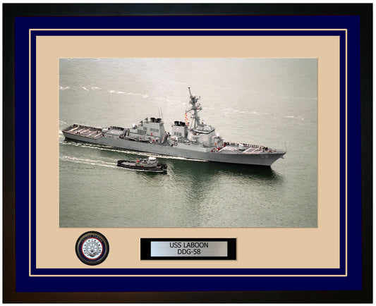 USS LABOON DDG-58 Framed Navy Ship Photo Blue