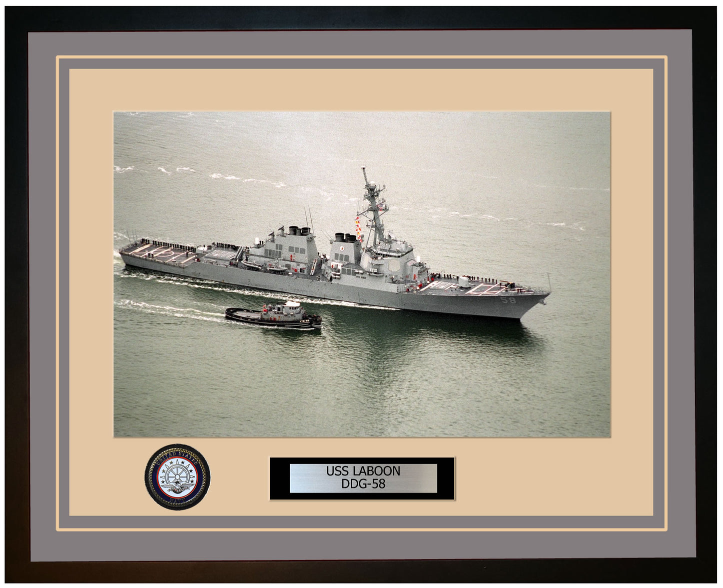 USS LABOON DDG-58 Framed Navy Ship Photo Grey