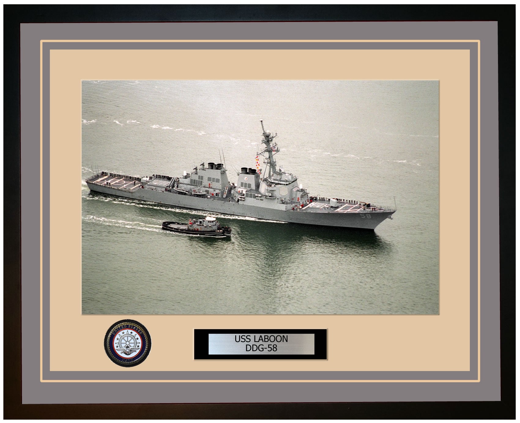 USS LABOON DDG-58 Framed Navy Ship Photo Grey