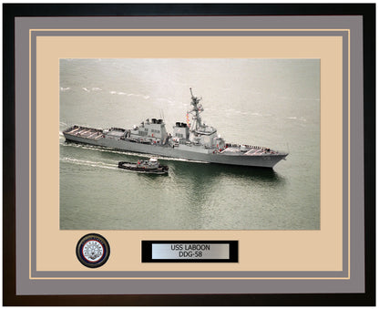 USS LABOON DDG-58 Framed Navy Ship Photo Grey