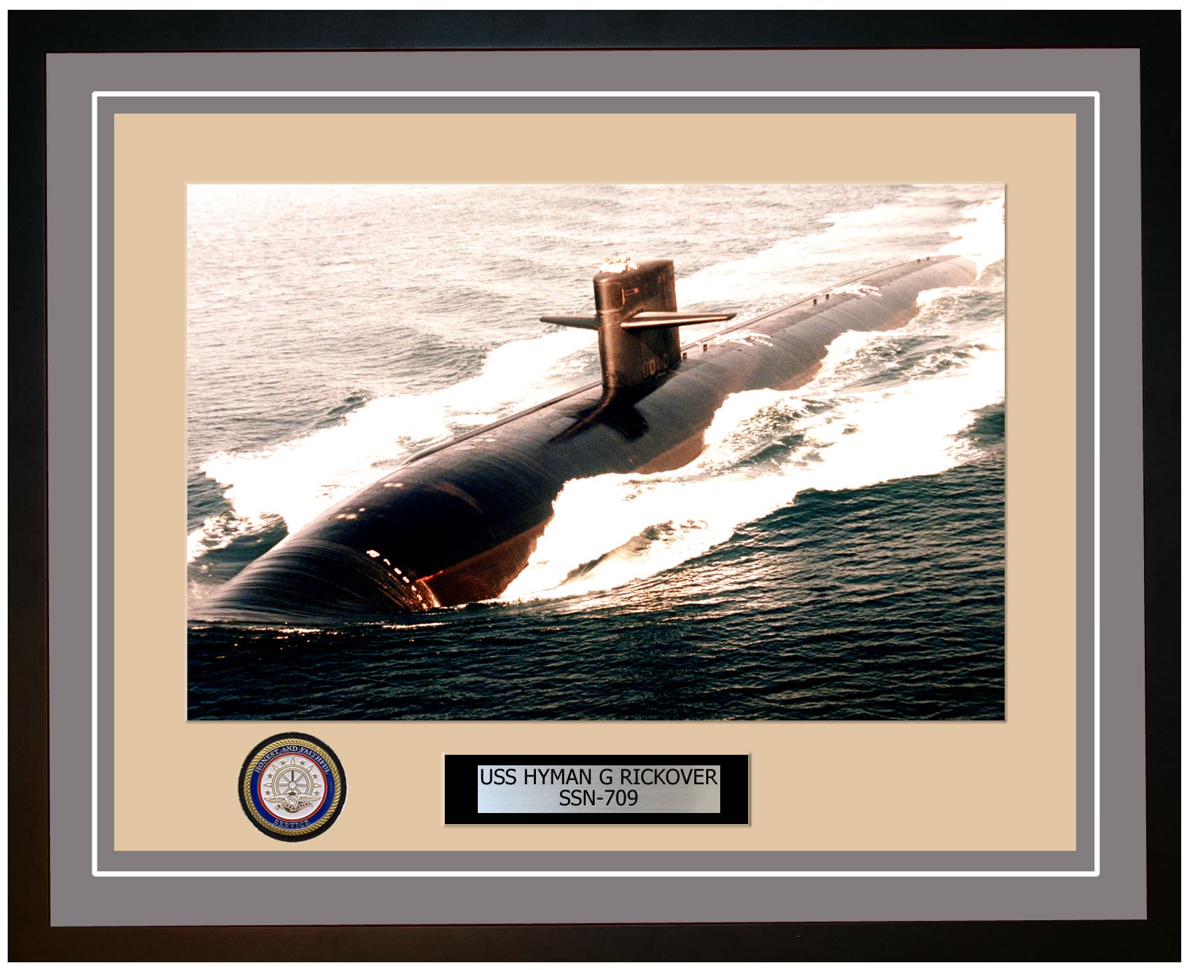 USS Hyman G Rickover SSN-709 Framed Navy Ship Photo Grey