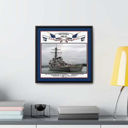 USS Russell DDG-59 Navy Floating Frame Photo Desk View