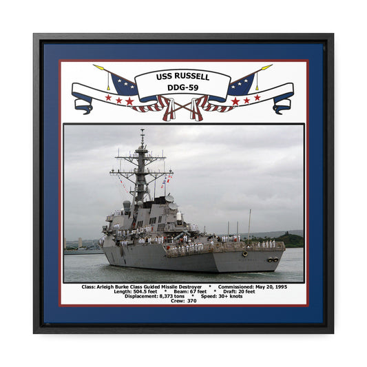 USS Russell DDG-59 Navy Floating Frame Photo Front View