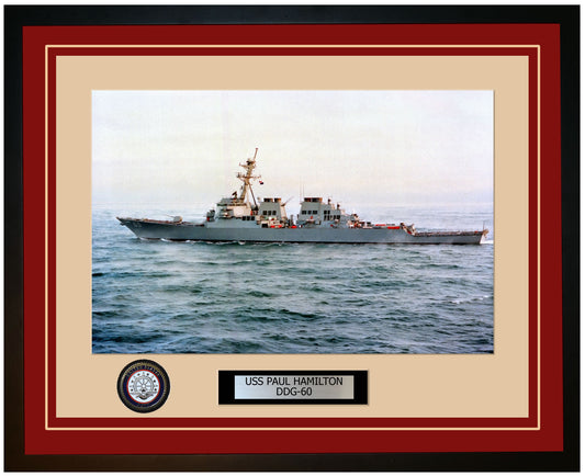 USS PAUL HAMILTON DDG-60 Framed Navy Ship Photo Burgundy