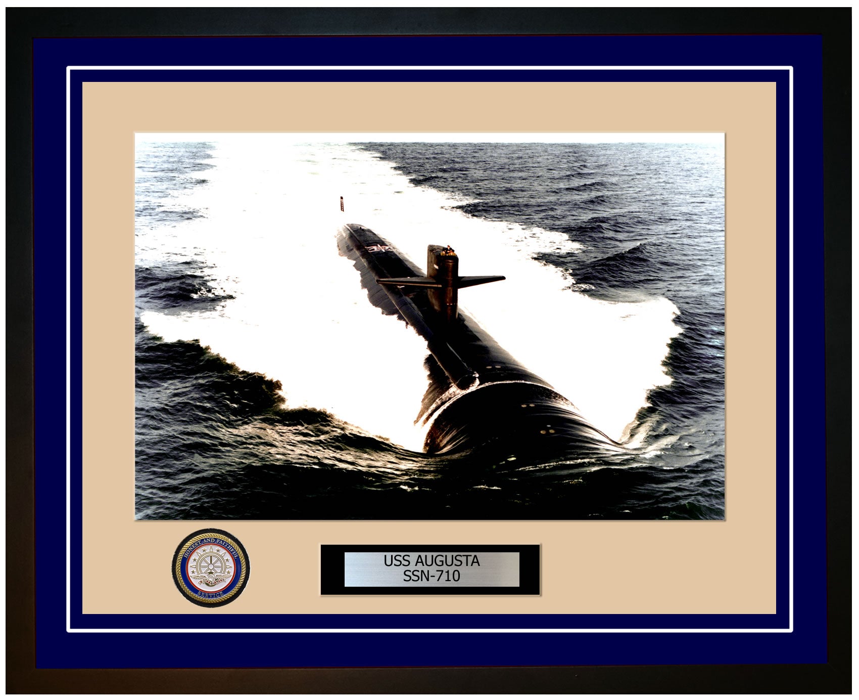 USS Augusta SSN-710 Framed Navy Ship Photo Blue