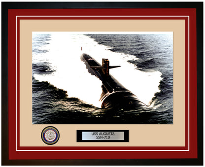 USS Augusta SSN-710 Framed Navy Ship Photo Burgundy